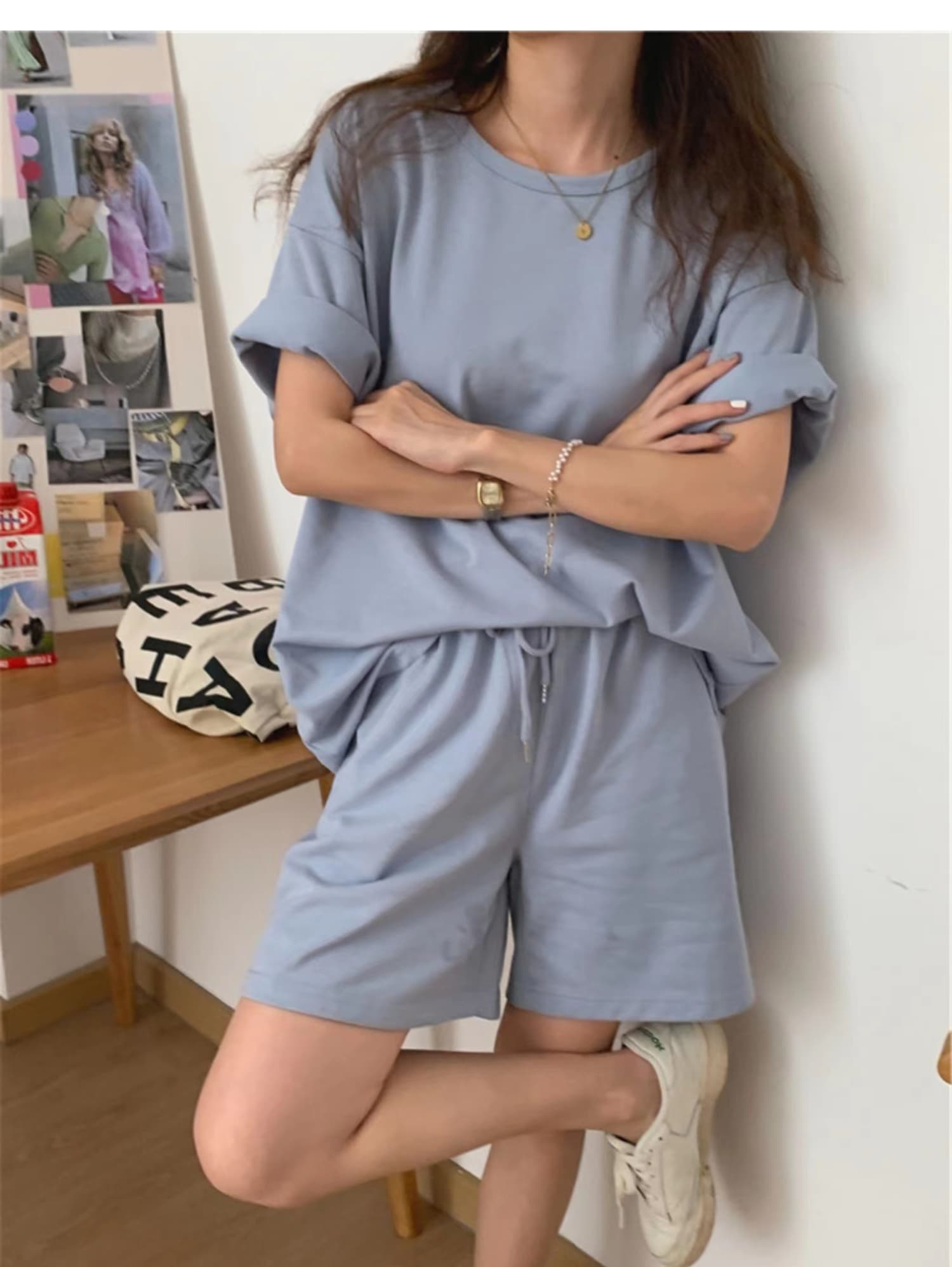 【レディス上下セット】スウェットパンツ スウェットパンツ くつろぎルームウェア ショートパンツセット
