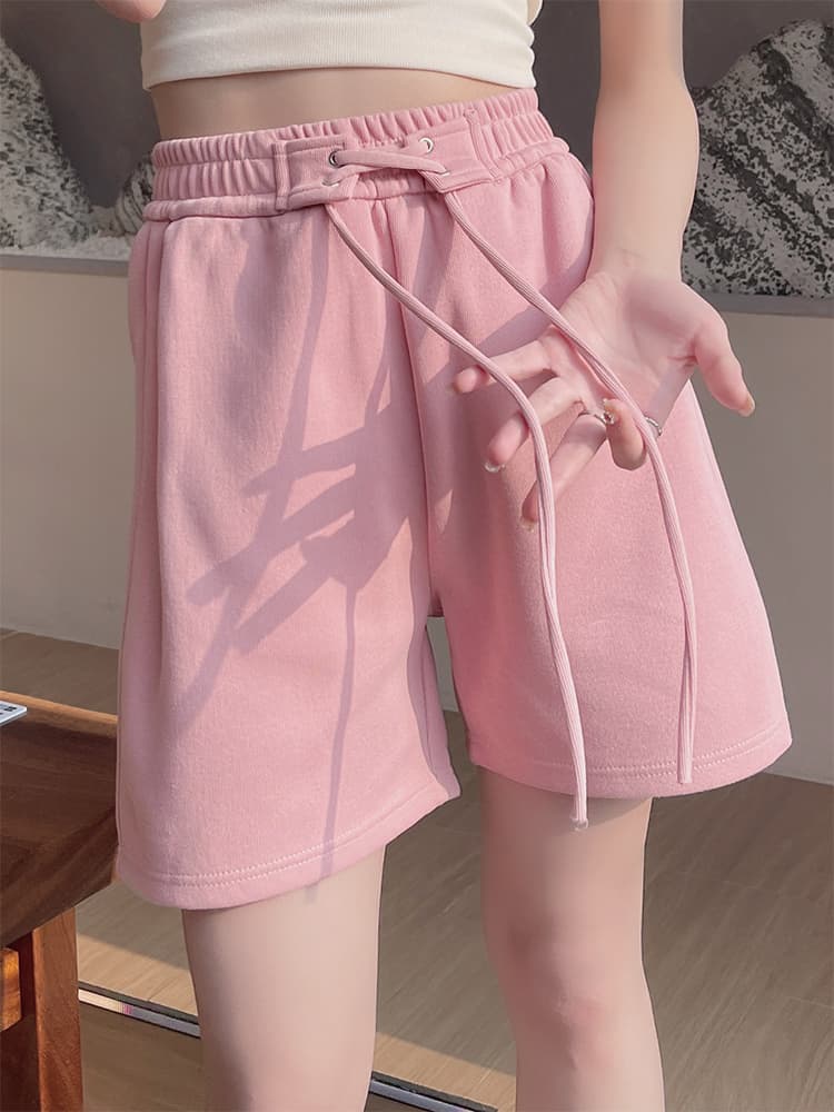 【レディース】スウェットパンツ リラックス紐付きショートパンツ