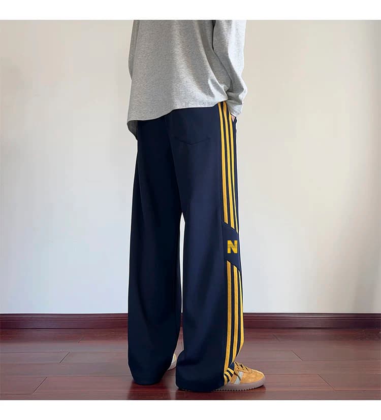 【メンズ】スウェットパンツ ラインデザイン ワイドスウェットパンツ