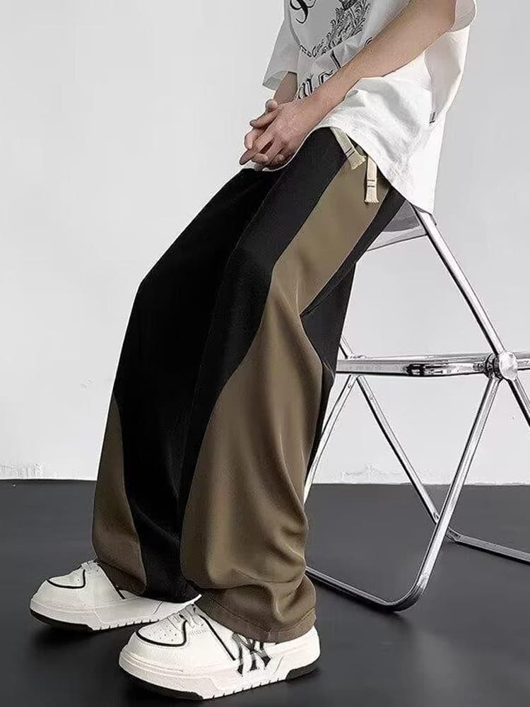 【メンズ】バイカラーデザインワイドスウェットパンツ