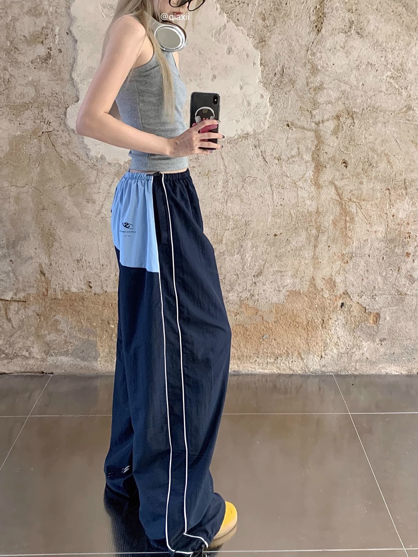 【レディース】スウェットパンツ スウェットパンツ ゆったりシルエット 切替デザイン スポーツパンツ