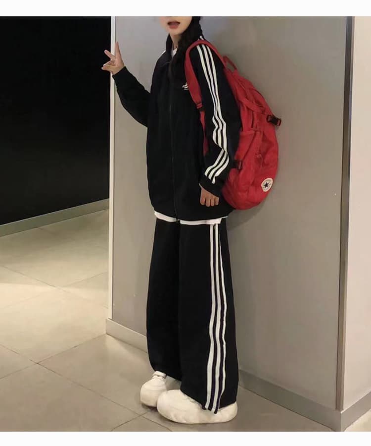 【レディース】スウェットパンツ 三本線ゆったりスウェットパンツ