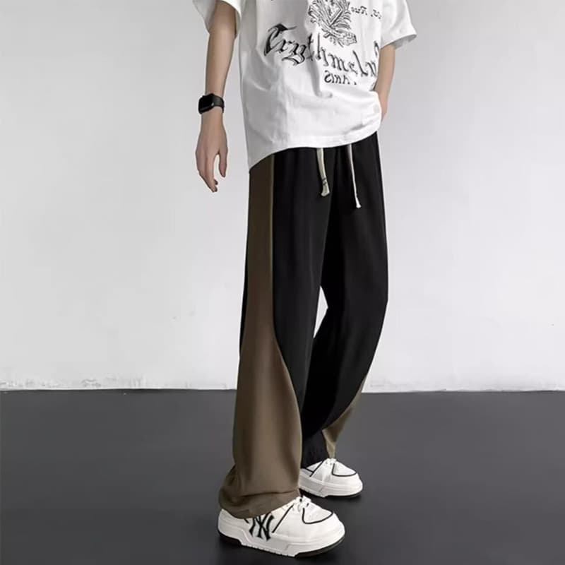 【メンズ】バイカラーデザインワイドスウェットパンツ