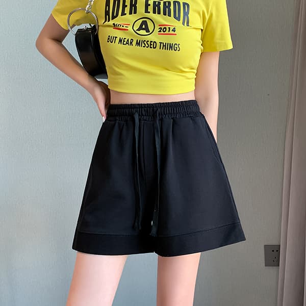 【レディース】ハイウエストゆったりショートスウェットパンツ