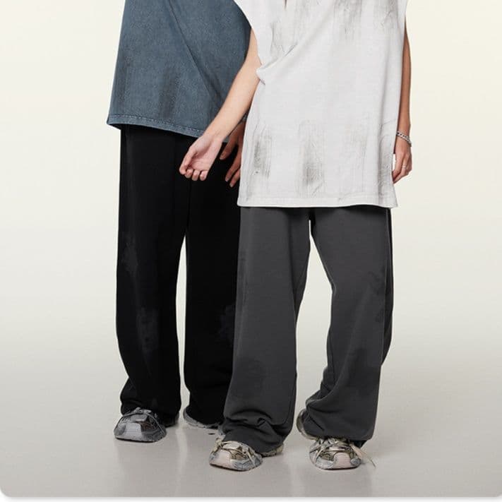 【メンズ】スウェットパンツ スウェットパンツ 墨染め風ワイドリラックスパンツ