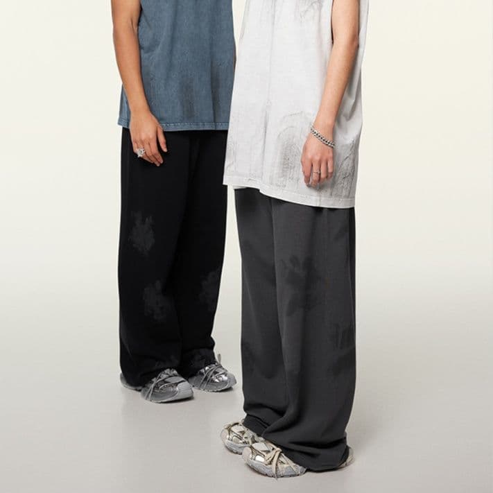 【メンズ】スウェットパンツ スウェットパンツ 墨染め風ワイドリラックスパンツ