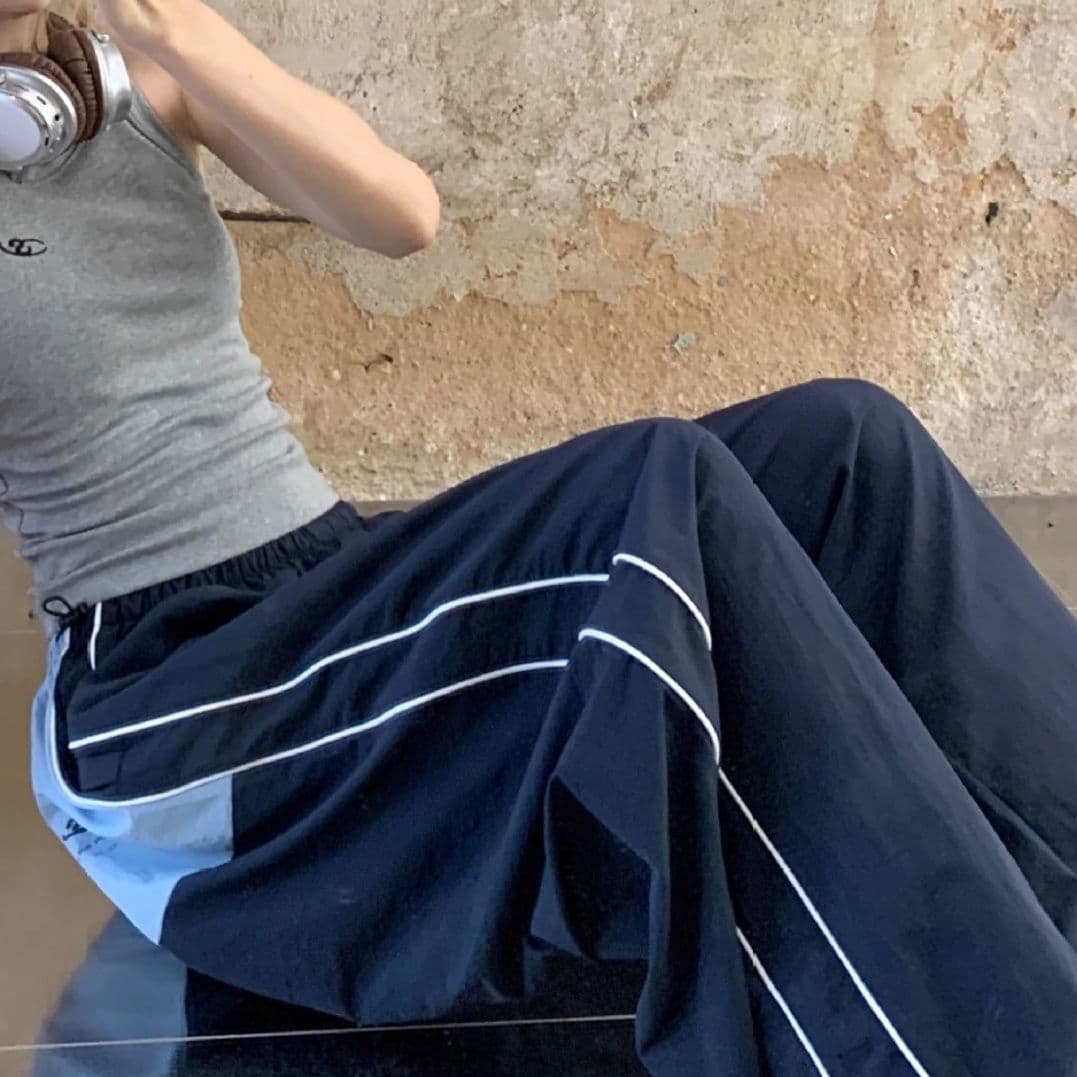 【レディース】スウェットパンツ スウェットパンツ ゆったりシルエット 切替デザイン スポーツパンツ