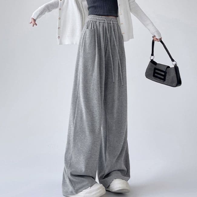 【レディース】スウェットパンツ スウェットパンツ ふわもこ裾デザイン リラックスワイドパンツ