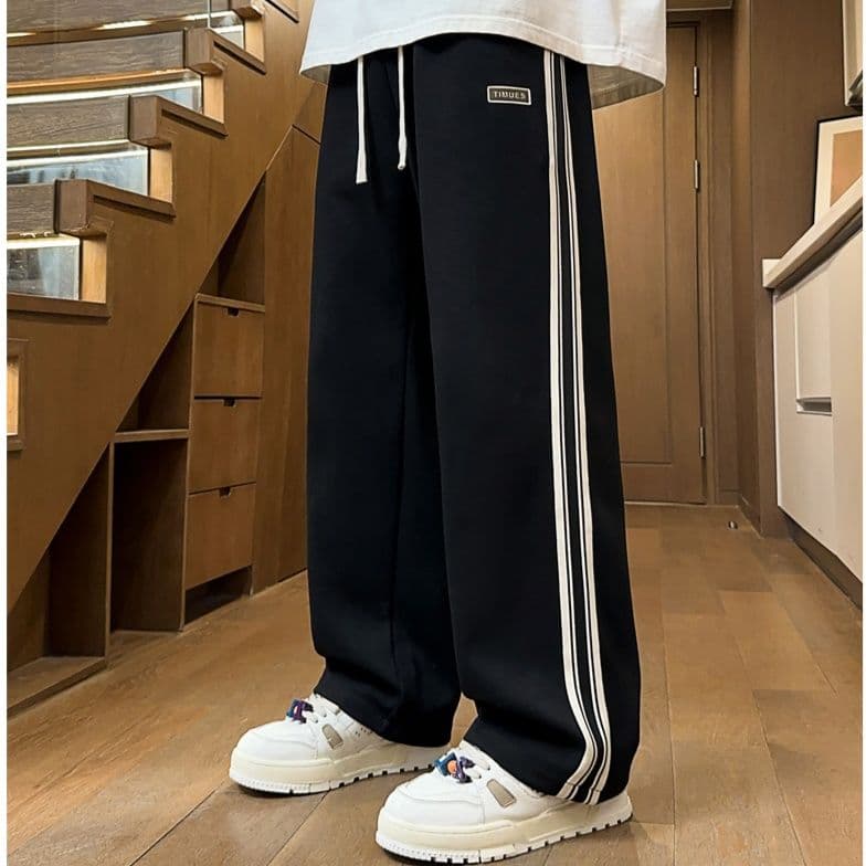 【メンズ】スウェットパンツ サイドライン入りゆったりスウェットパンツ
