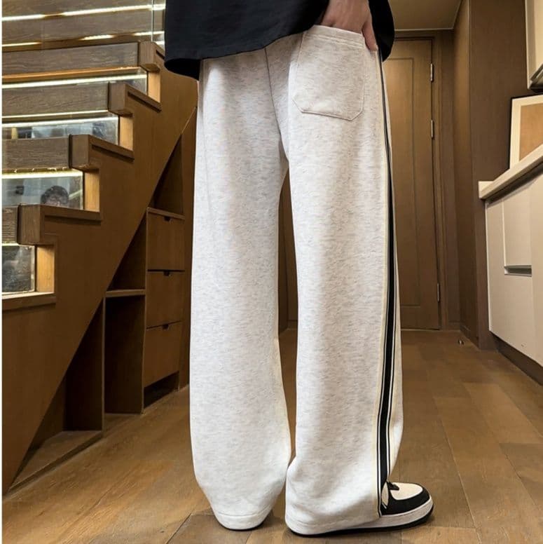 【メンズ】スウェットパンツ サイドライン入りゆったりスウェットパンツ