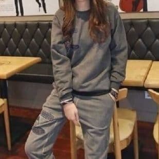 【レディース上下セット】スウェットパンツ スウェットパンツ デザインワッペン細身スウェット