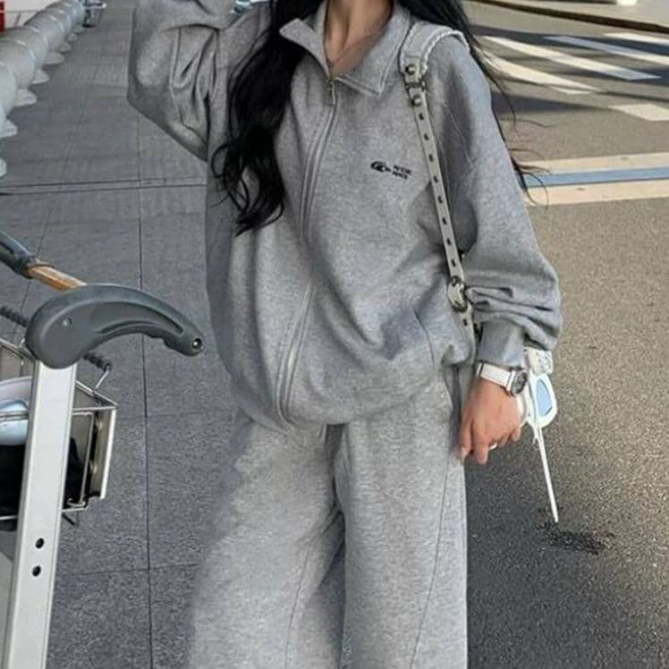 【レディース上下セット】スウェットパンツ リラックスワイドスウェットパンツ