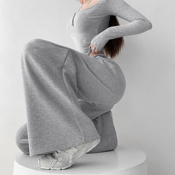 【レディース】スウェットパンツ リラックスワイドスウェットパンツ