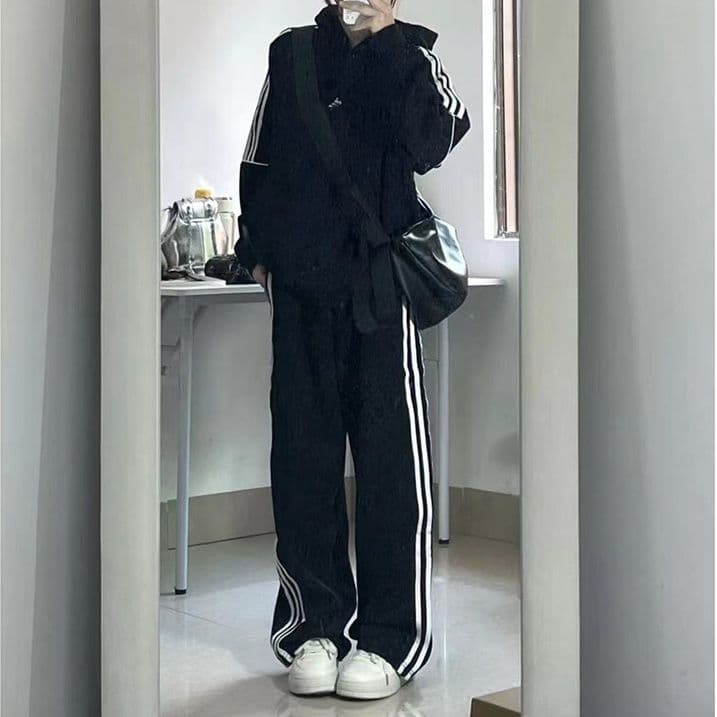 【レディース】スウェットパンツ 三本線ゆったりスウェットパンツ