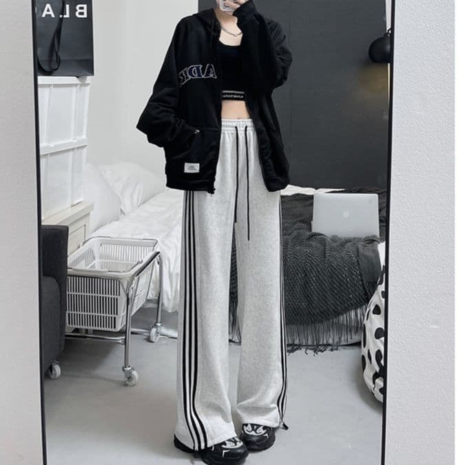 【レディース】スウェットパンツ 三本線ゆったりスウェットパンツ
