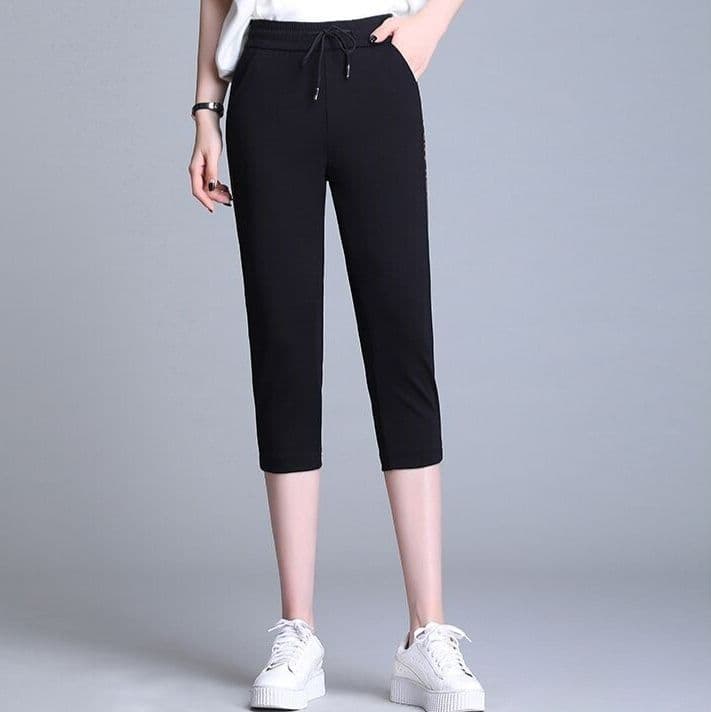 【レディース】スウェットパンツ スウェットパンツ サイドラインクロップドリラックスパンツ