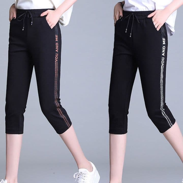 【レディース】スウェットパンツ スウェットパンツ サイドラインクロップドリラックスパンツ