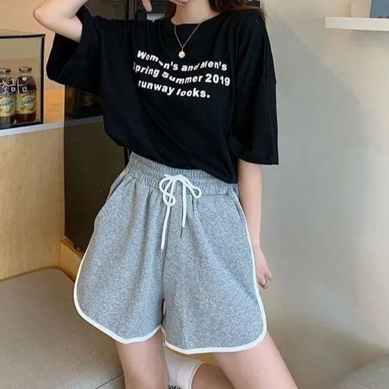【レディース】スウェットパンツ スウェットパンツ ふんわりリラックスライン入りショートパンツ