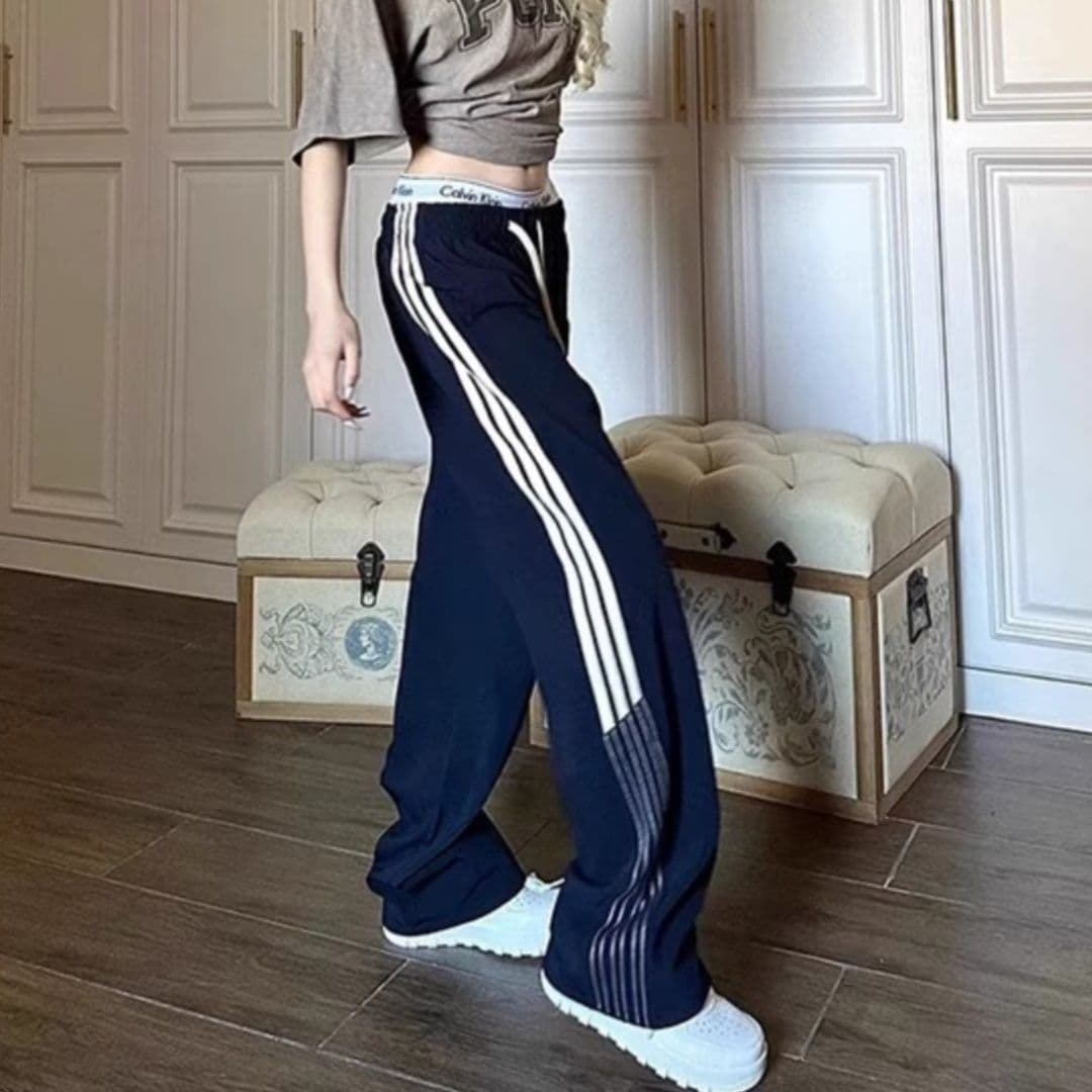 【レディース】スウェットパンツ サイドライン ワイドスウェットパンツ