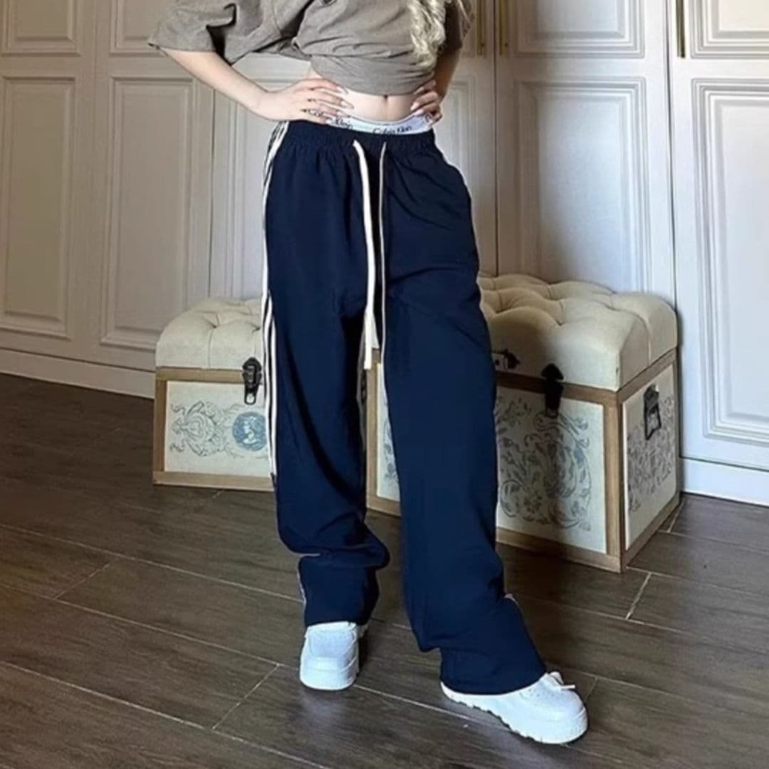 【レディース】スウェットパンツ サイドライン ワイドスウェットパンツ
