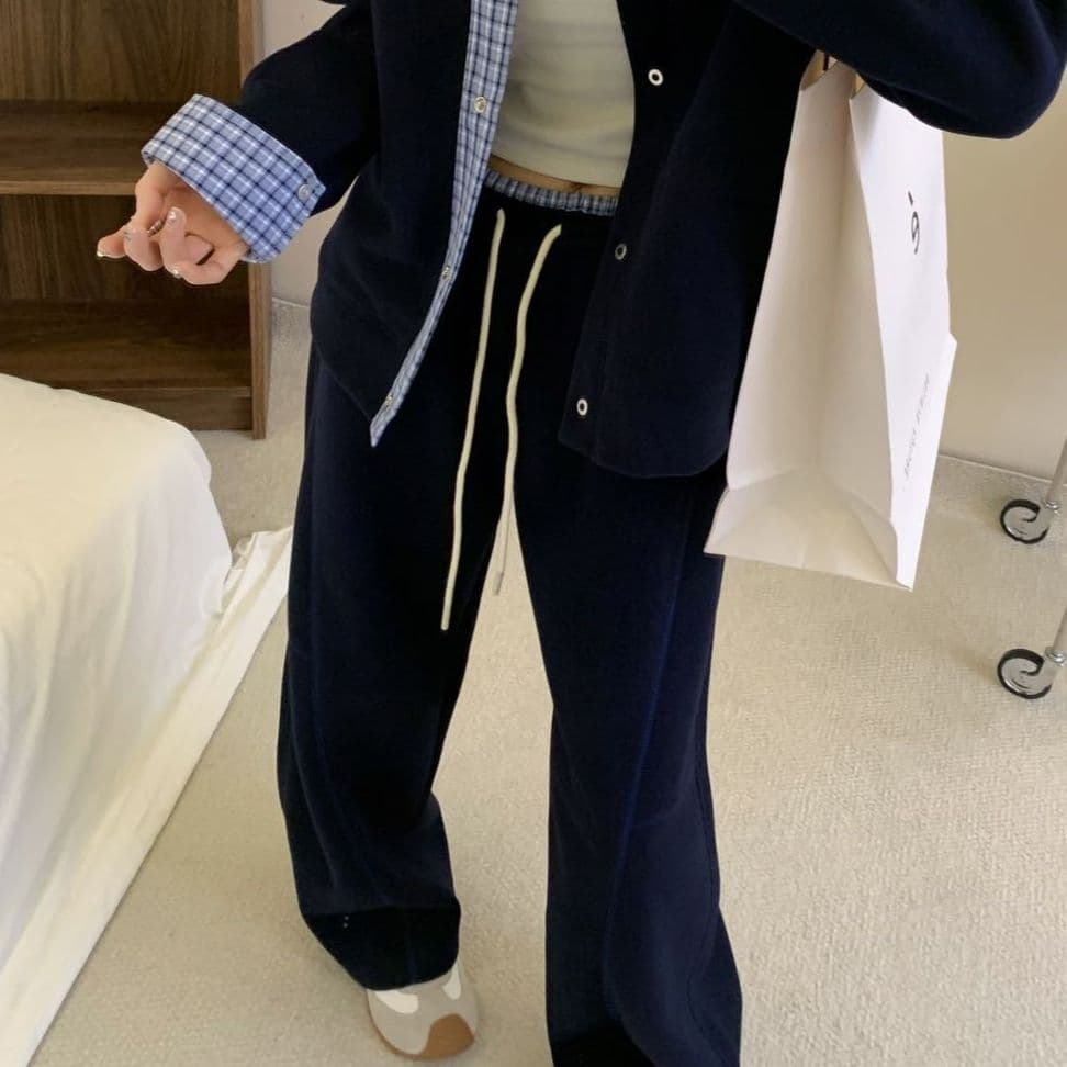 【レディース上下セット】スウェットパンツ スウェットパンツ 切替リラックスワイドパンツ