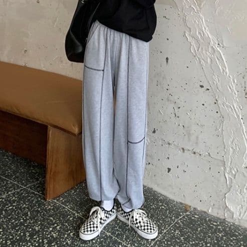 【レディース】スウェットパンツ スウェットパンツ ラインステッチゆったりパンツ