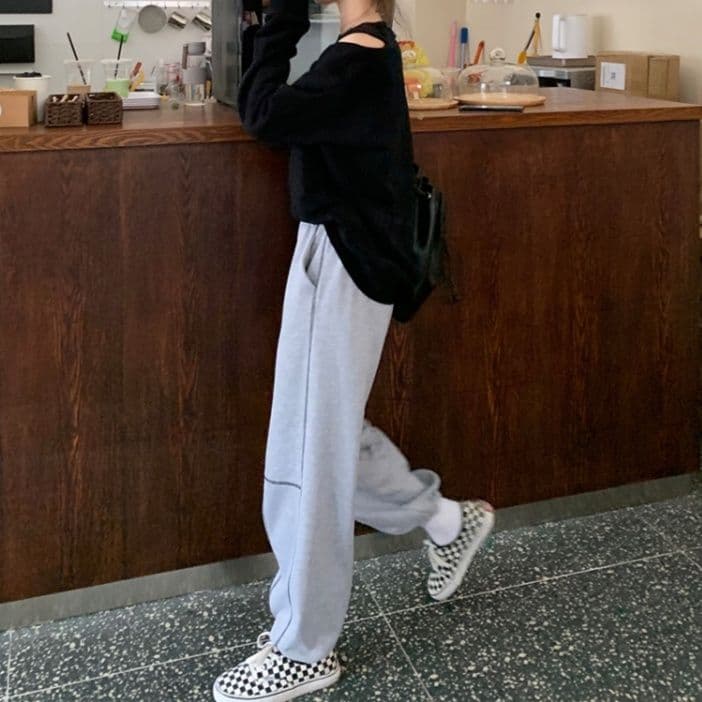 【レディース】スウェットパンツ スウェットパンツ ラインステッチゆったりパンツ