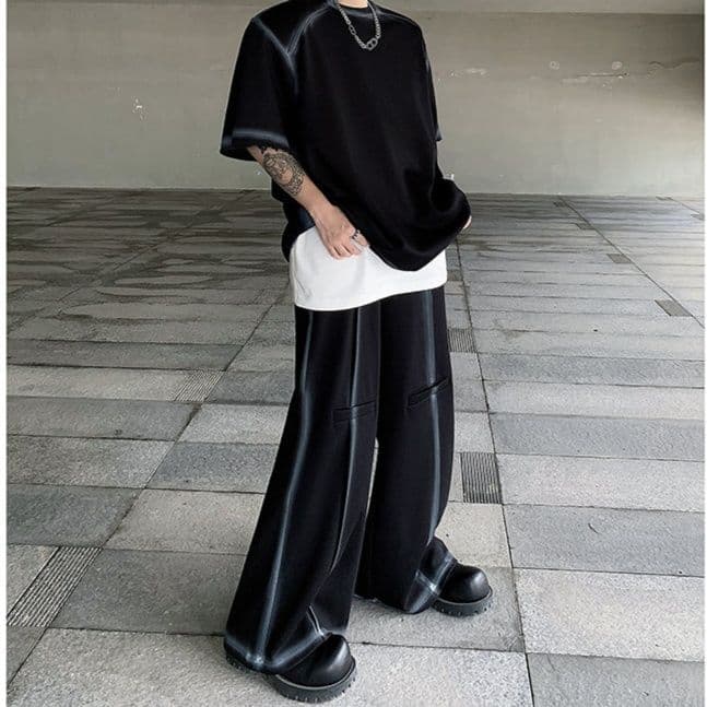 【メンズ上下セット】スウェットパンツ スウェットパンツ ゆったりくつろぎマキシワイドパンツ
