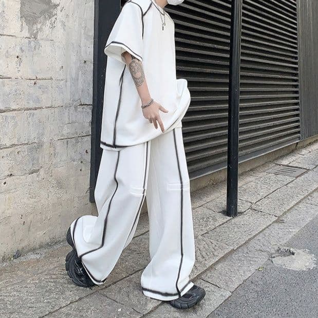 【メンズ上下セット】スウェットパンツ スウェットパンツ ゆったりくつろぎマキシワイドパンツ
