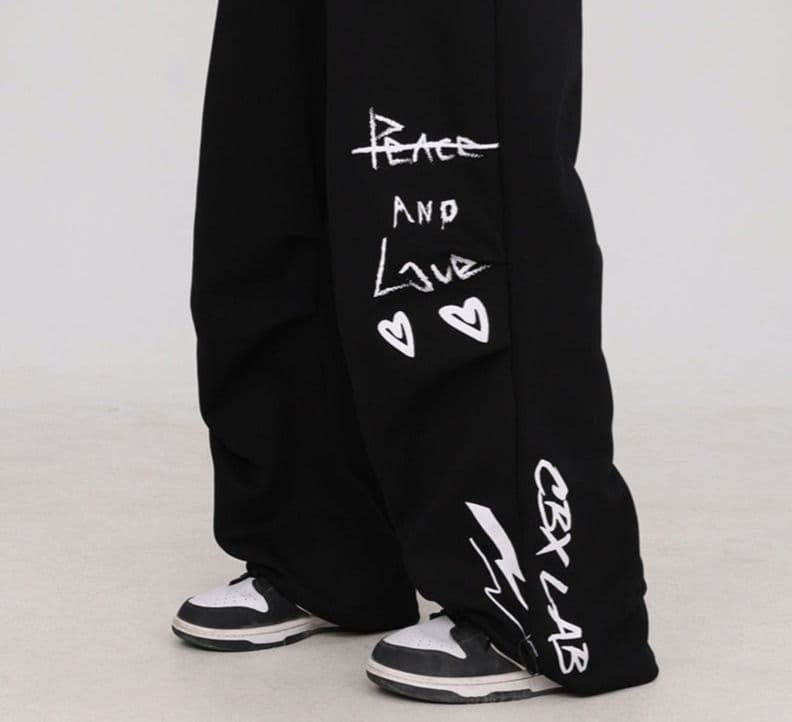 【メンズ】スウェットパンツ スウェットパンツ ストリートメッセージワイドパンツ