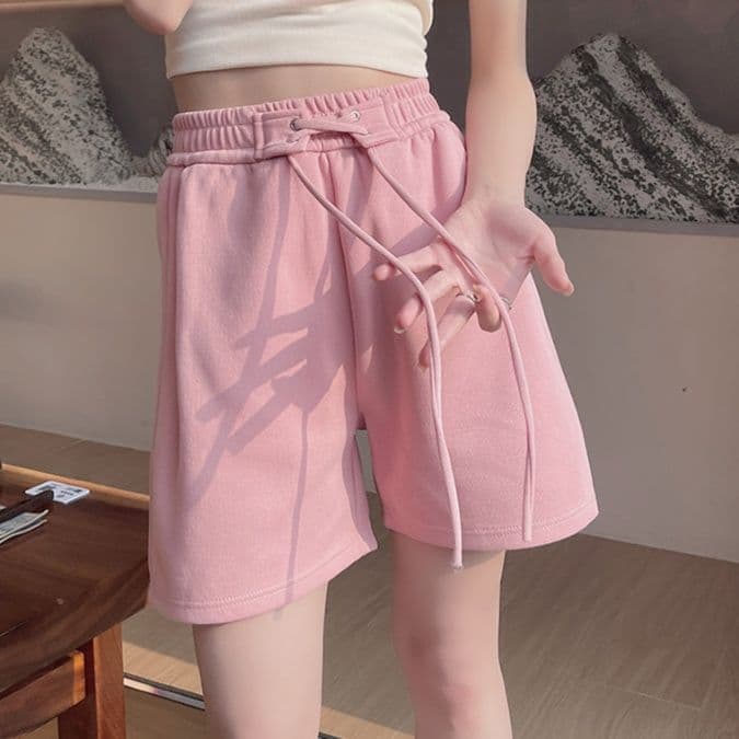 【レディース】スウェットパンツ リラックス紐付きショートパンツ