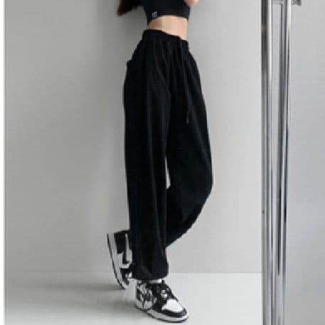【レディース】シンプルハイウエスト裾絞りスウェットパンツ