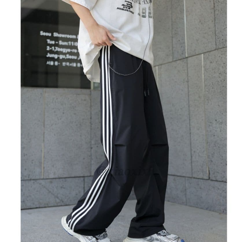 【メンズ】スウェットパンツ 三本線ゆったりスウェットパンツ
