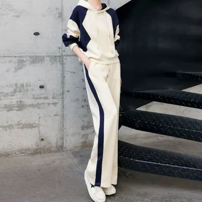 【レディース上下セット】スウェットパンツ サイドラインストレートスウェットセット