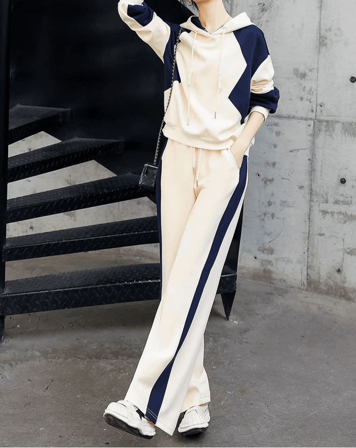 【レディース上下セット】スウェットパンツ サイドラインストレートスウェットセット