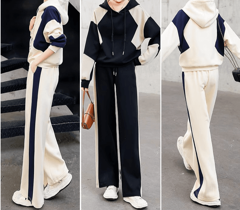 【レディース上下セット】スウェットパンツ サイドラインストレートスウェットセット