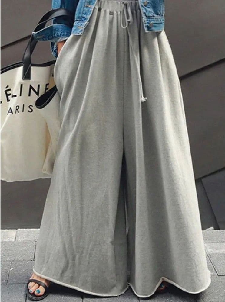 【レディース】スウェットパンツ 優雅な流れるワイドフレアパンツ