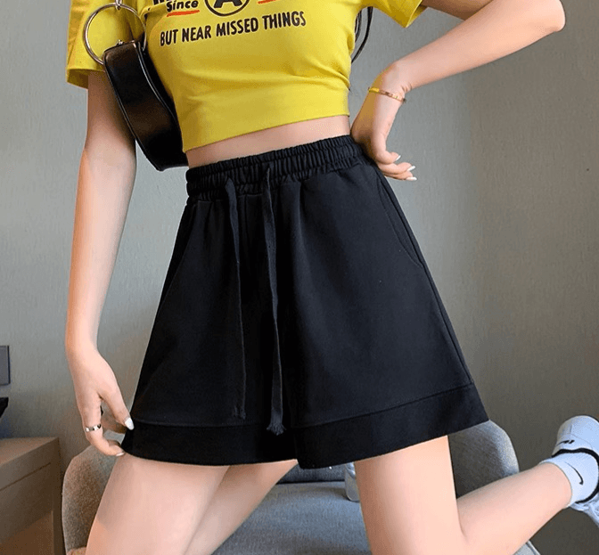 【レディース】ハイウエストゆったりショートスウェットパンツ