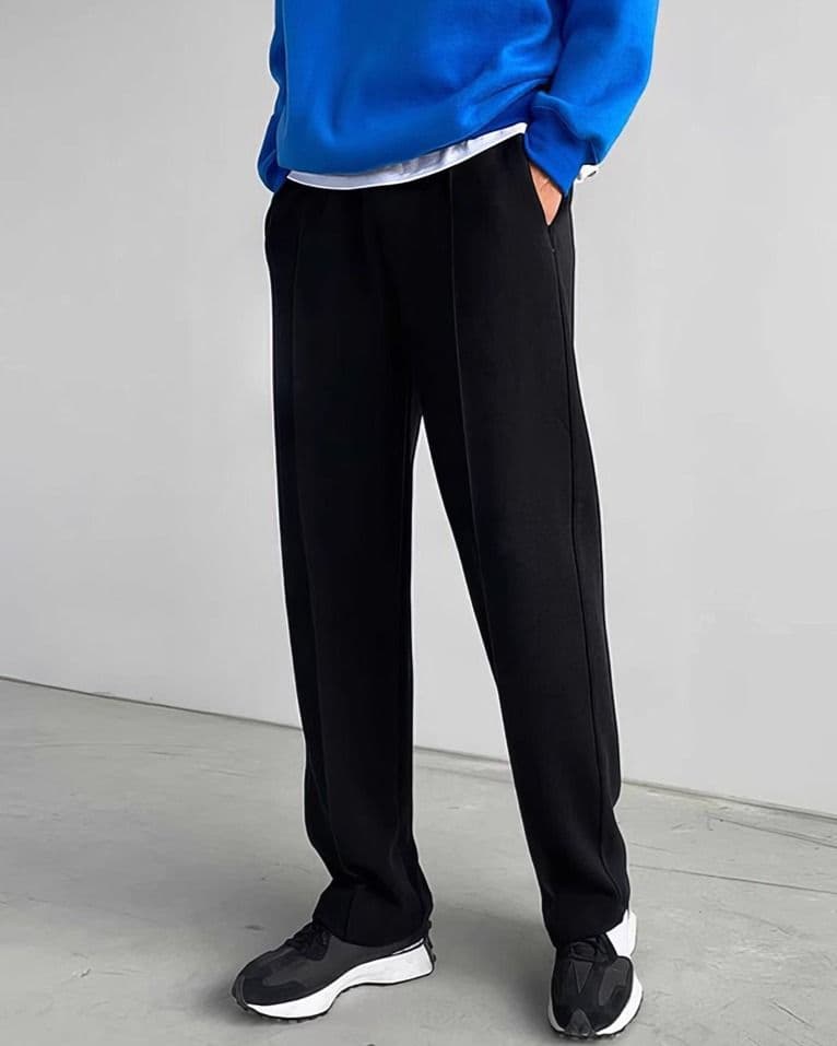 【メンズ】スウェットパンツ センタープレスストレートパンツ