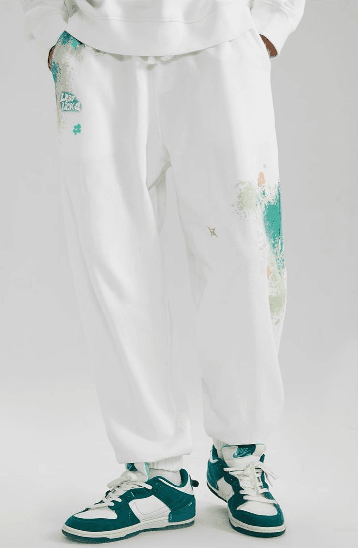【メンズ】スウェットパンツ スウェットパンツ 芸術的なしぶき模様入りリラックスパンツ