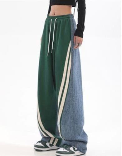 【レディース】スウェットパンツ サイドライン入りワイドスウェットパンツ