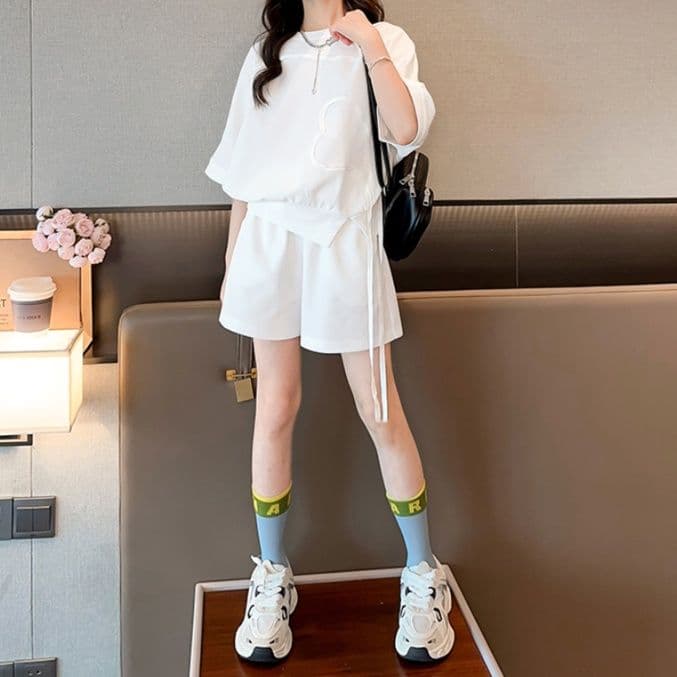 【キッズ上下セット】スウェットパンツ ゆったりシルエット半袖セットアップ