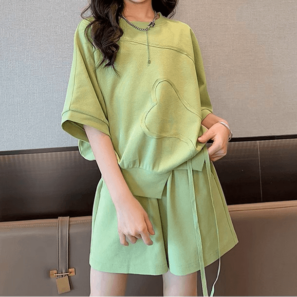 【キッズ上下セット】スウェットパンツ ゆったりシルエット半袖セットアップ