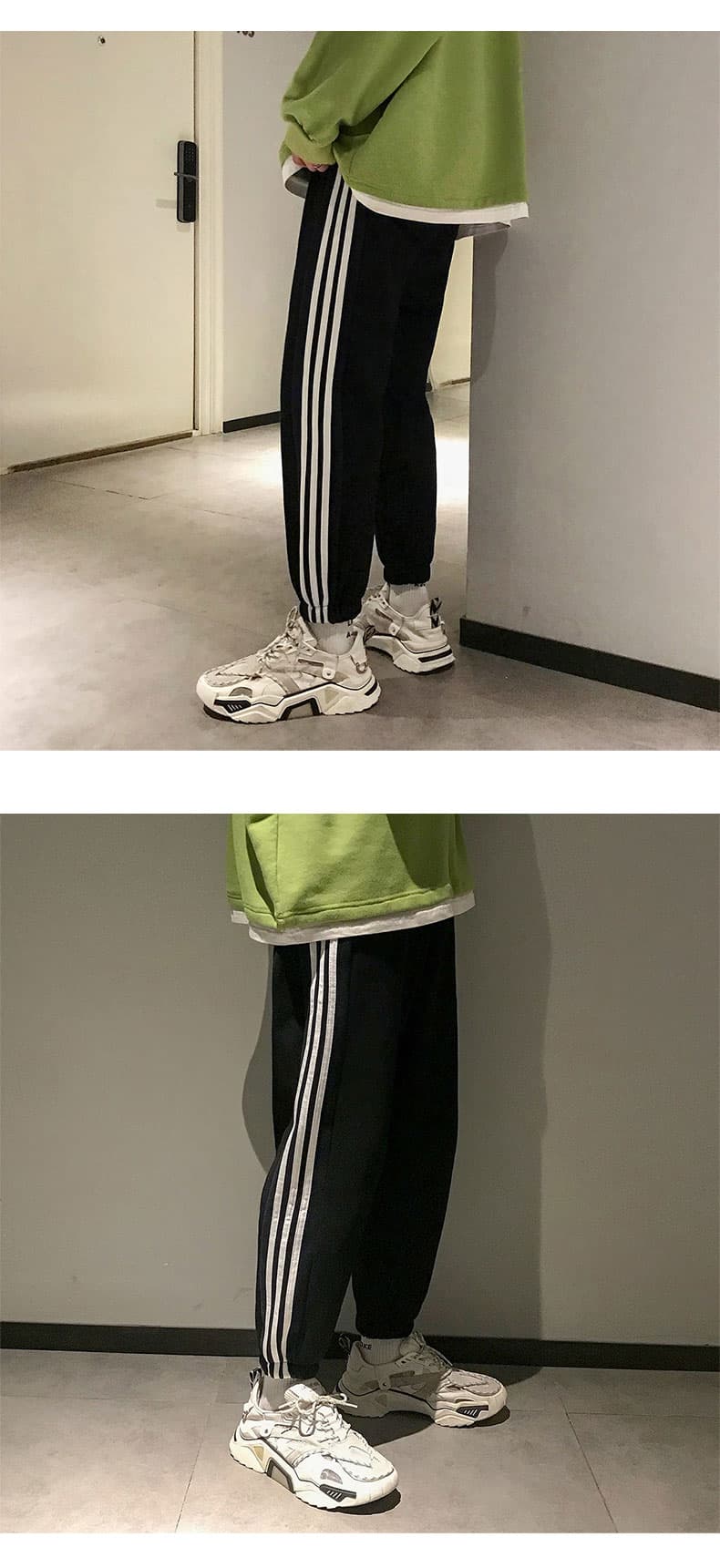 【メンズ】サイドライン裾リブスウェットパンツ