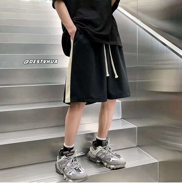 【メンズ】スウェットパンツ ツーラインワッフル生地ショートパンツ
