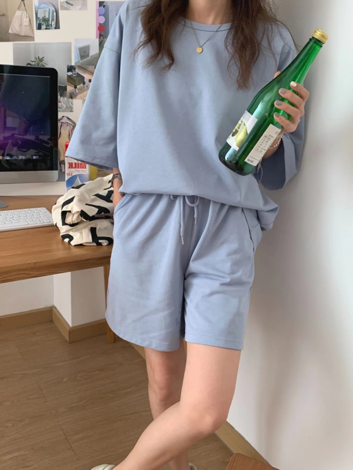 【レディス上下セット】スウェットパンツ スウェットパンツ くつろぎルームウェア ショートパンツセット