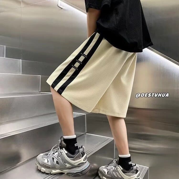 【メンズ】スウェットパンツ ツーラインワッフル生地ショートパンツ
