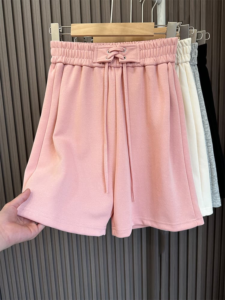 【レディース】スウェットパンツ リラックス紐付きショートパンツ
