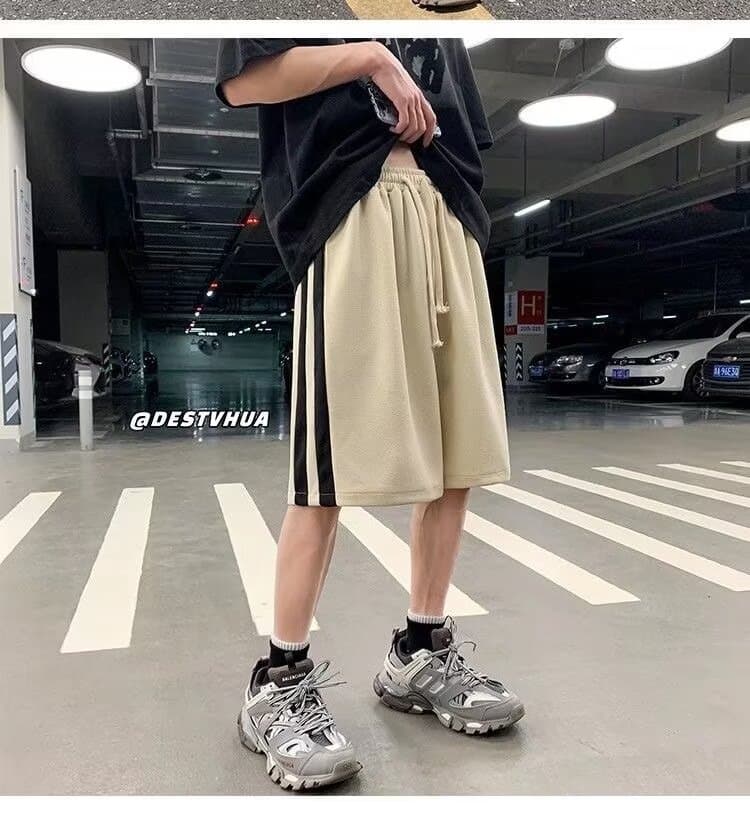【メンズ】スウェットパンツ ツーラインワッフル生地ショートパンツ