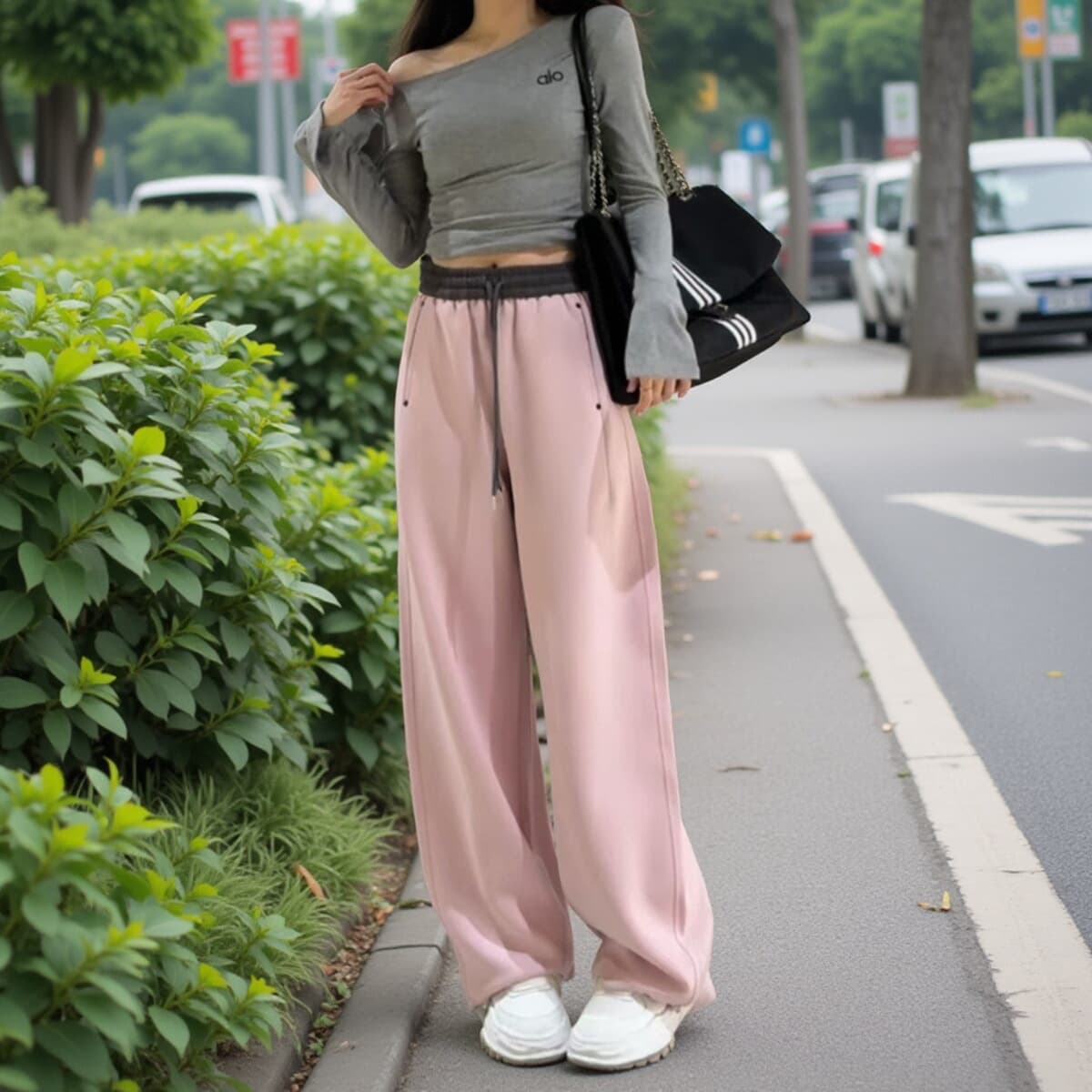 【レディース】スウェットパンツ スウェットパンツ ゆったりくつろぎワイドパンツ